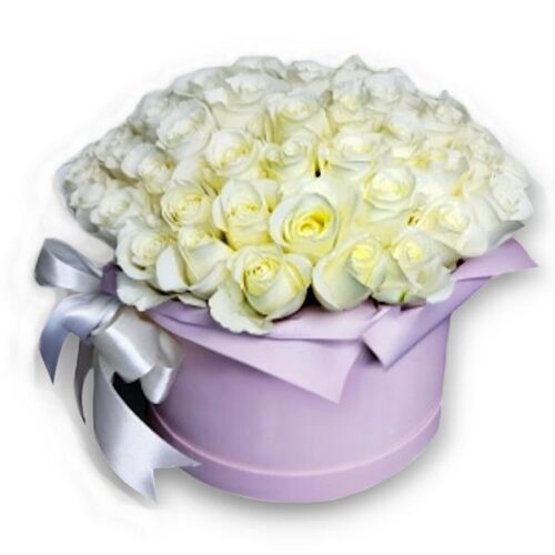 Vita rosor i en lila box