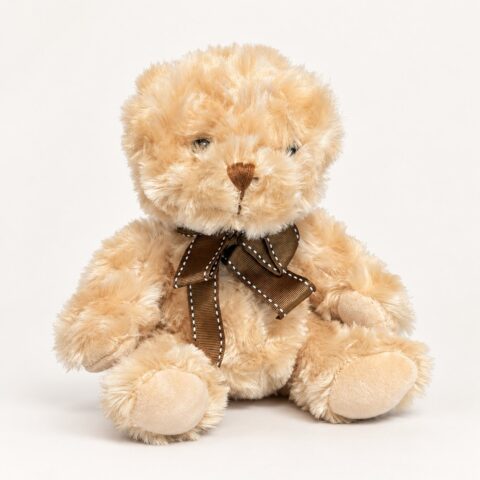 Beige nalle med brun rosett