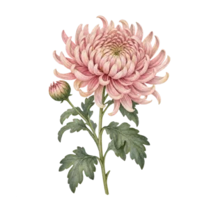 En rosa krysantemum med täta kronblad.