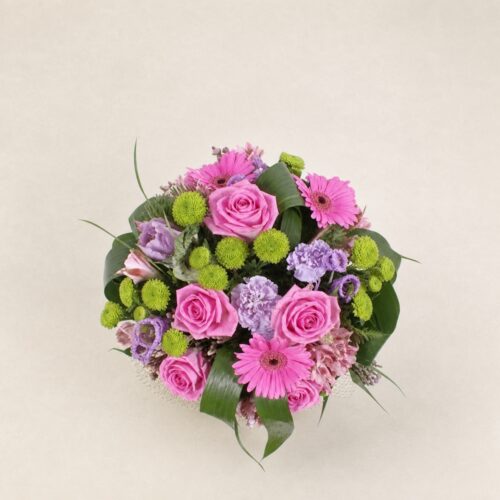 rund-brudbukett-rosa-rosor-gerbera Rund brudbukett